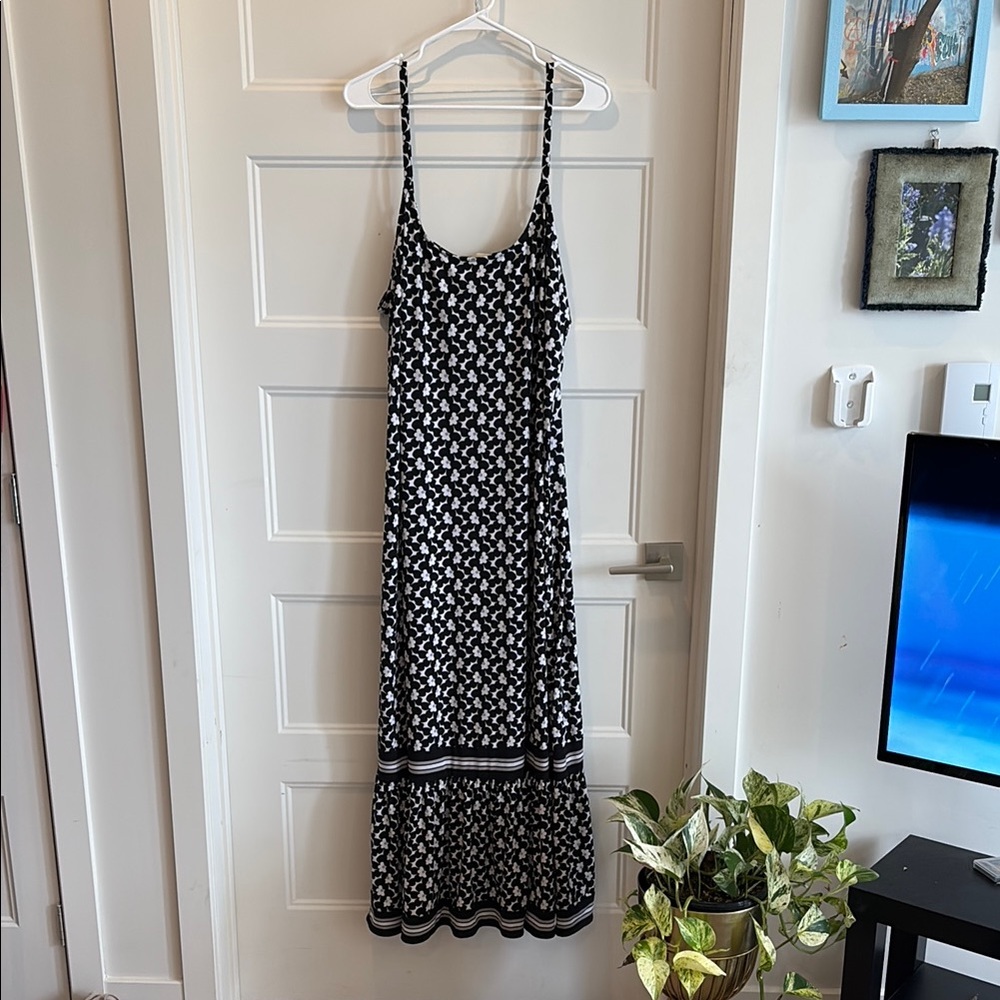 Michael Kors Black and White Sleeveless Maxi Sundress